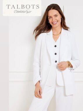 NWT Talbots Women's White Crepe Blazer